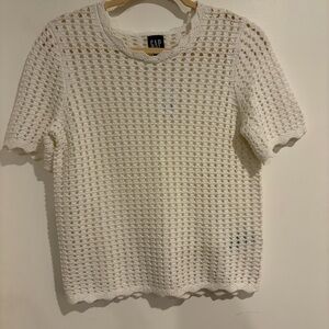 NWT Gap short sleeve crochet knit sweater white size small